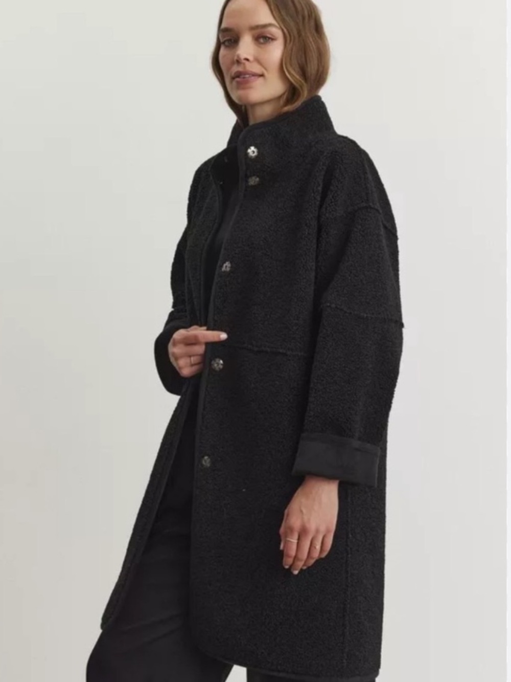 NWT! Velvet by Graham & Spencer Cara Lux Sherpa Reversible Jacket, BLACK, Size S